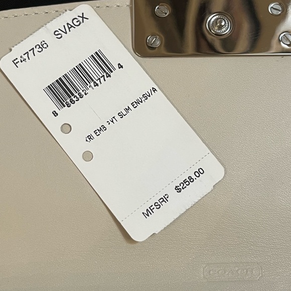 NWT-Coach Leather Embossed Python Print Slim Envelope Wallet - Picture 10 of 12